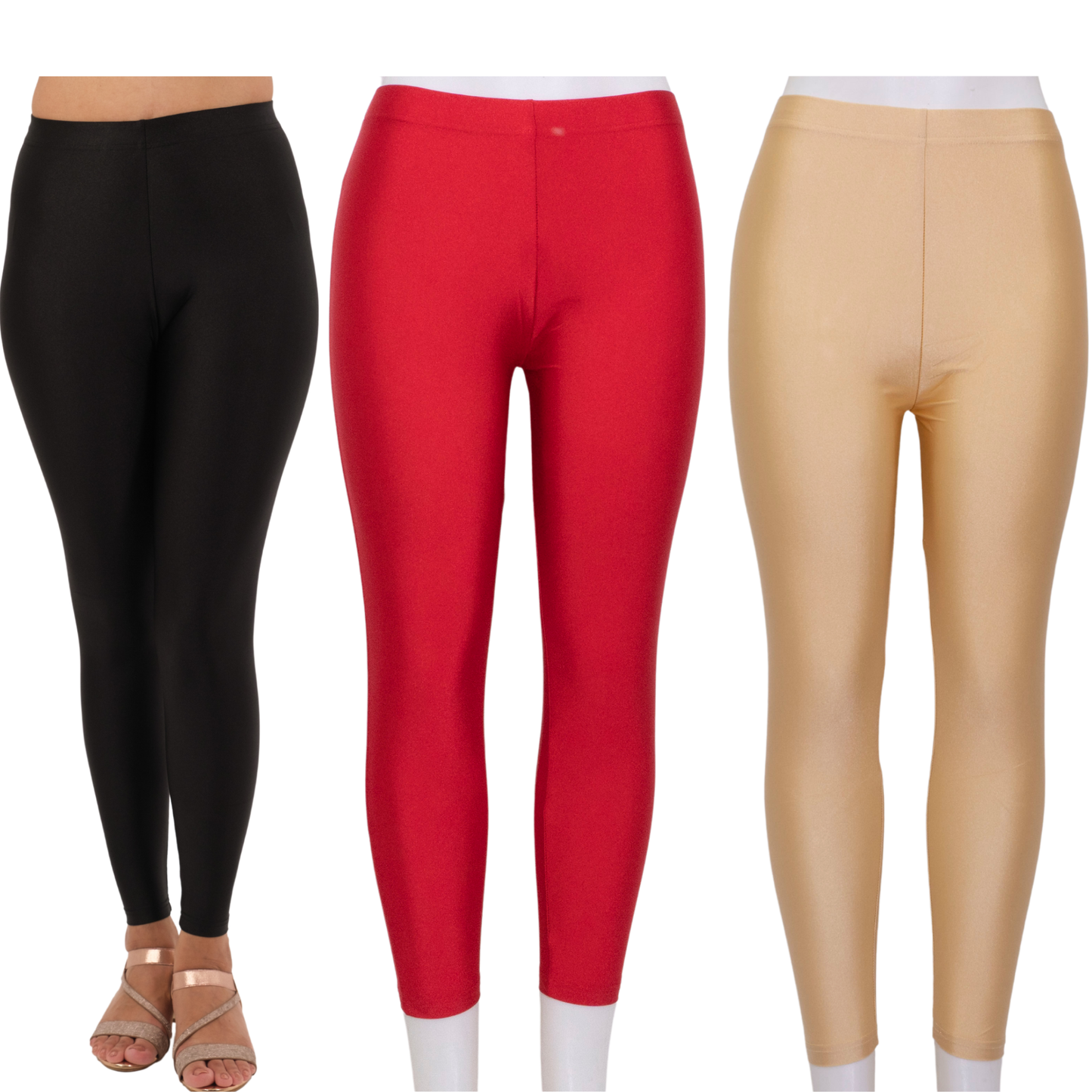 Shimmer Leggings 3-Pack: Black,Gold & Red