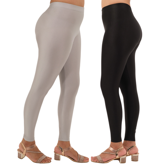 Shimmer Leggings 2-Pack: Silver & Black