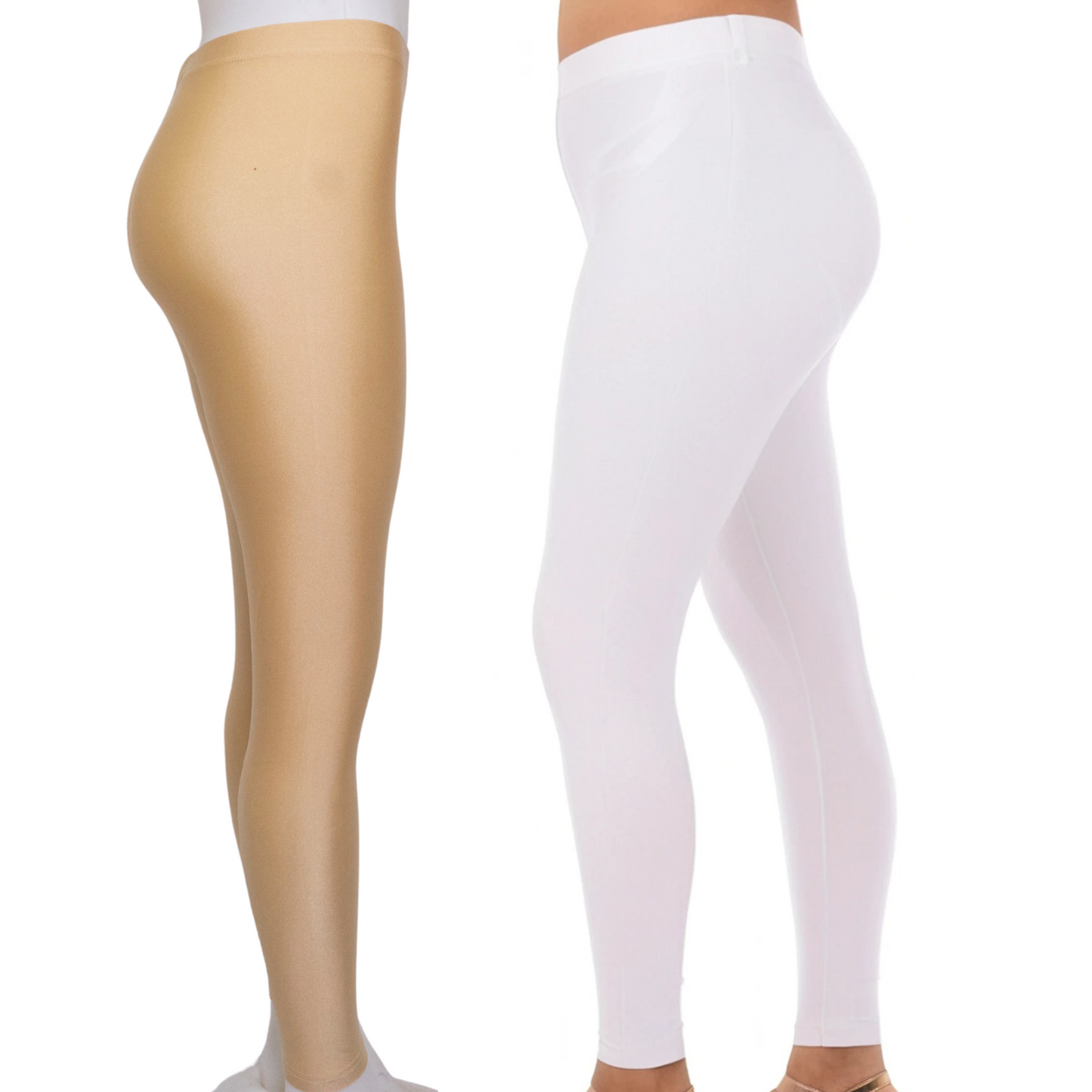 Shimmer Leggings 2-Pack: White & Golden