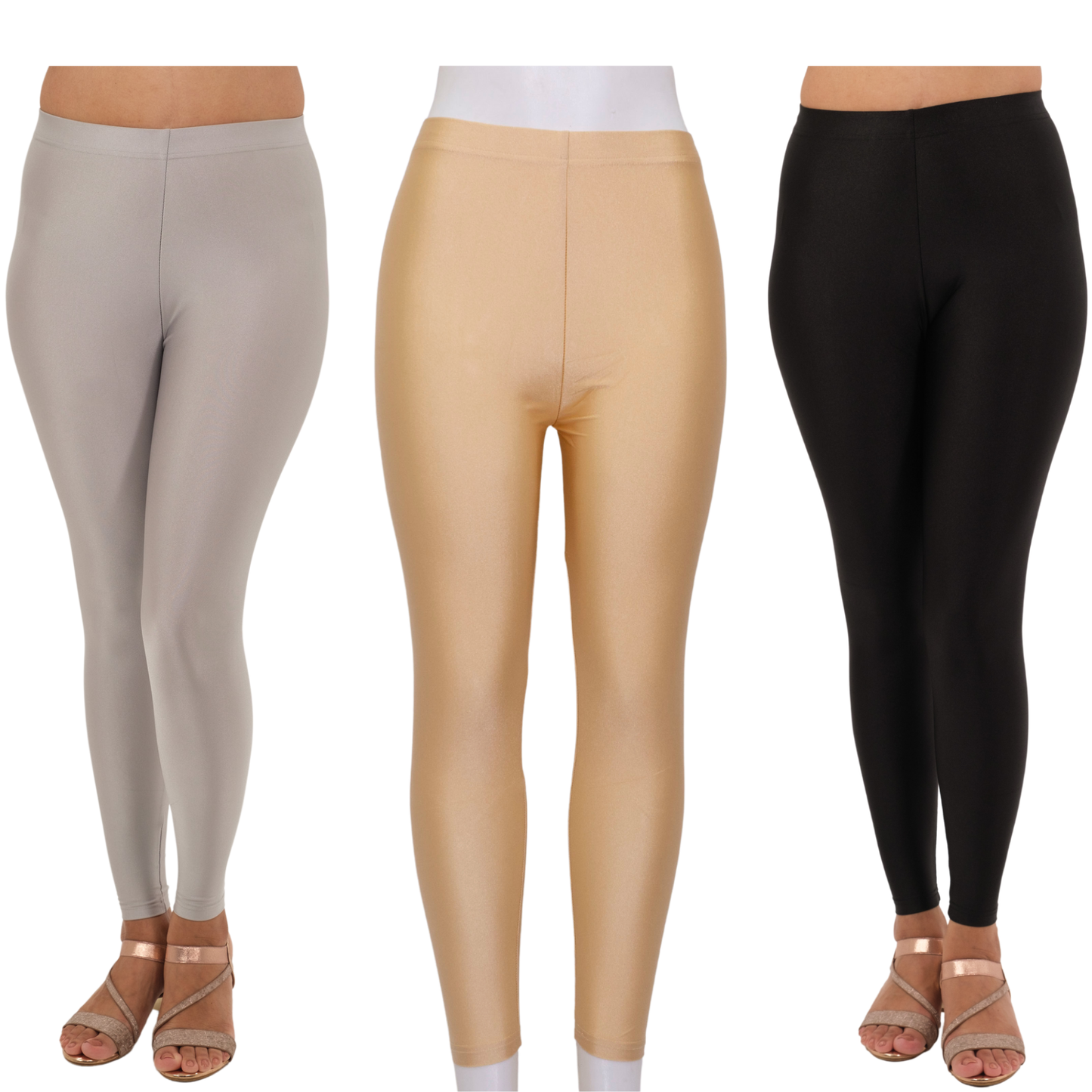 Shimmer Leggings 3-Pack: Silver,Black & Gold