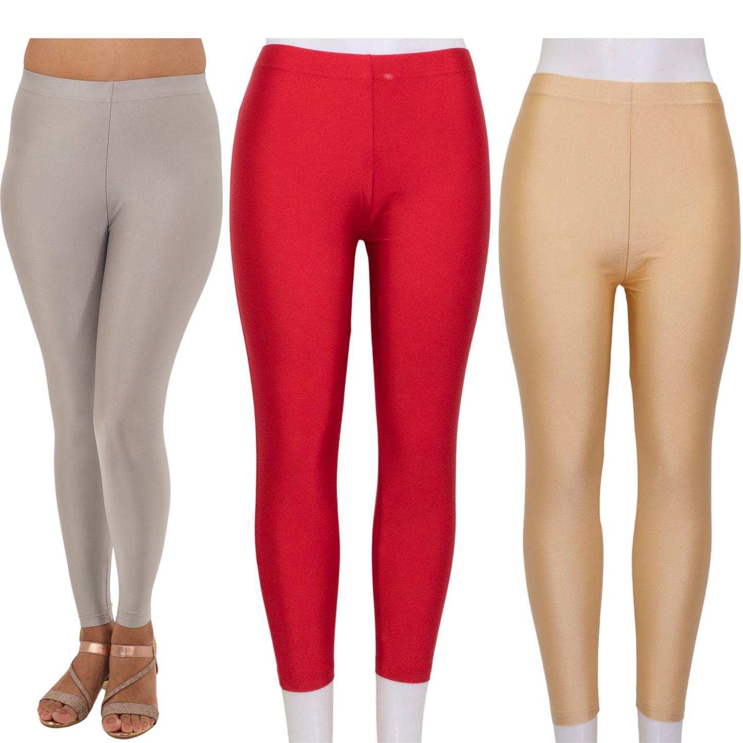 Shimmer Leggings 3-Pack: Silver,Gold & Red