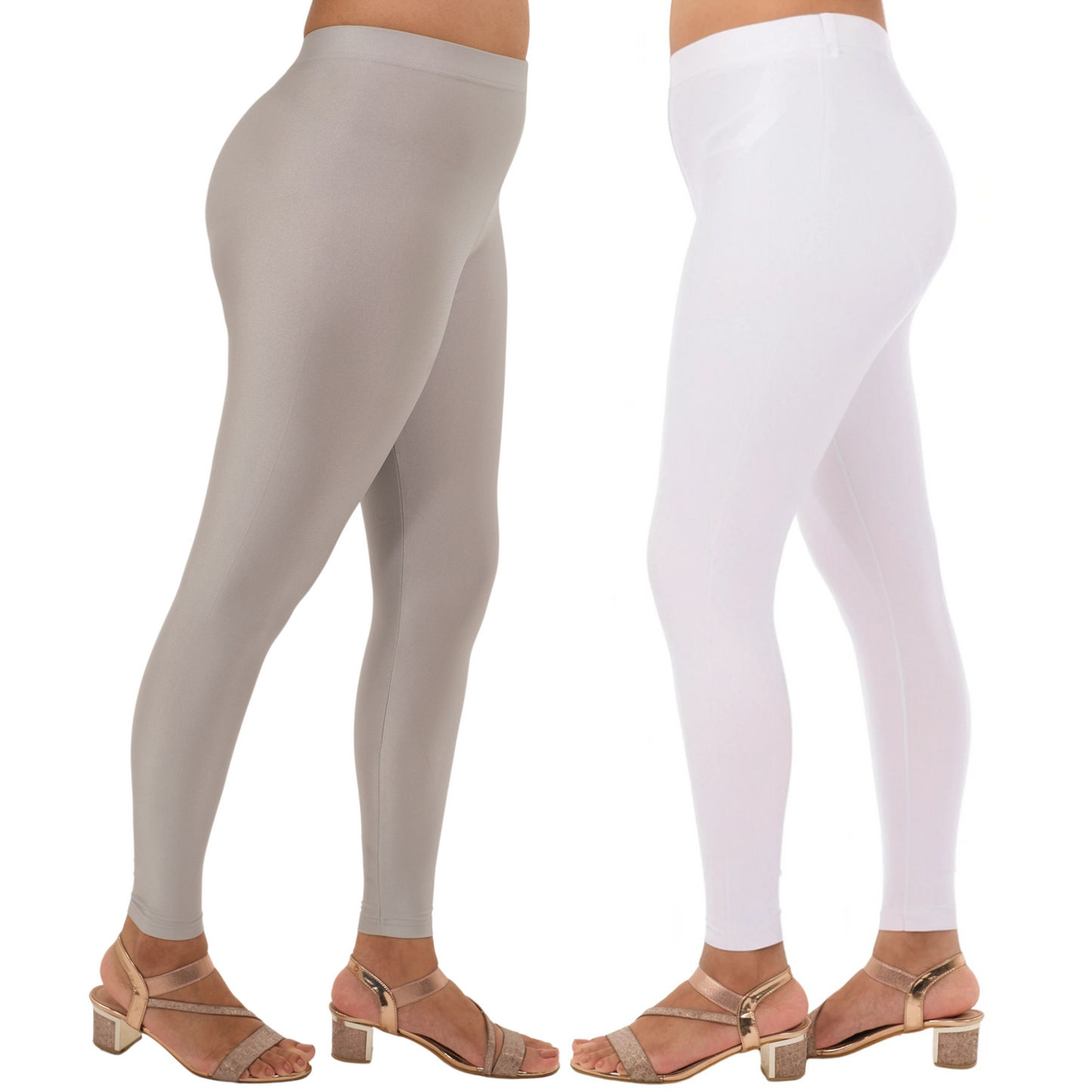 Shimmer Leggings 2-Pack: Silver & White