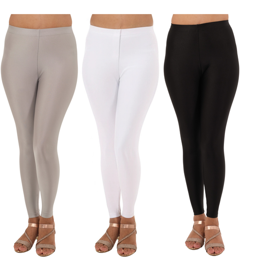 Shimmer Leggings 3-Pack: Silver,Black & White