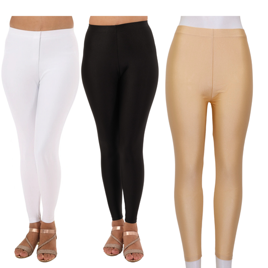 Shimmer Leggings 3-Pack: Black,White & Gold