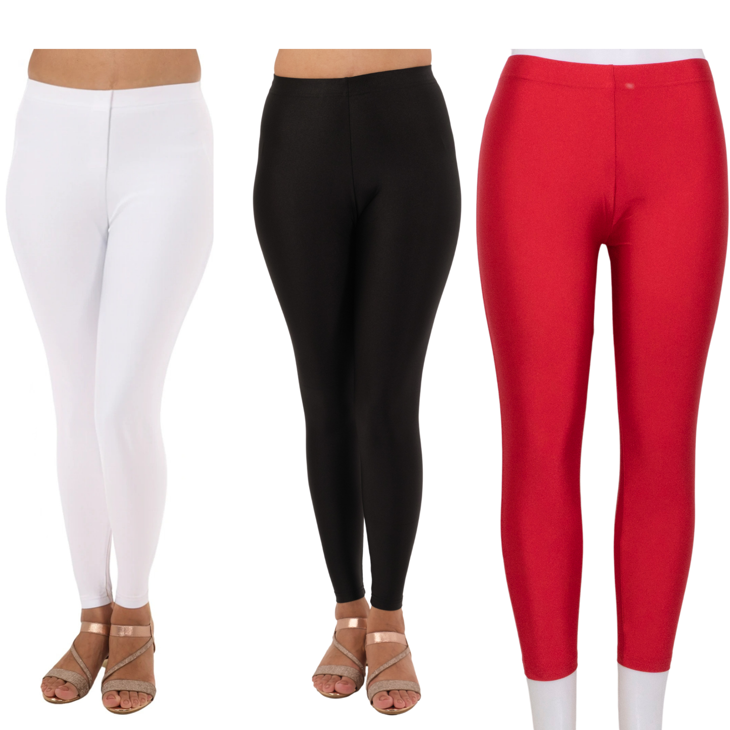 Shimmer Leggings 3-Pack: Black,White & Red