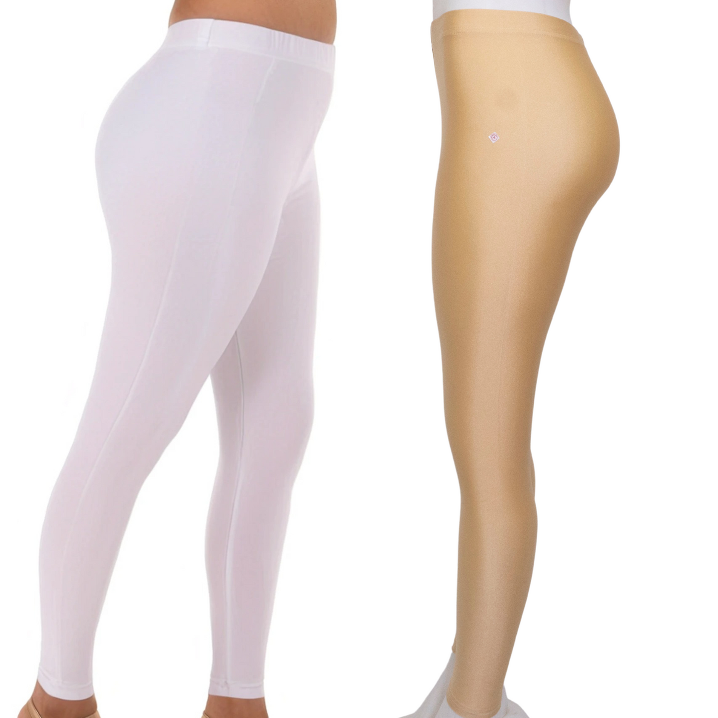 Shimmer Leggings 2-Pack: White & Golden