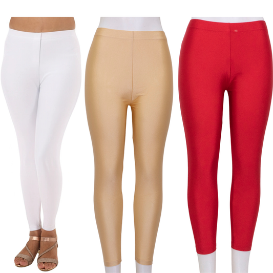 Shimmer Leggings 3-Pack: White,Gold & Red