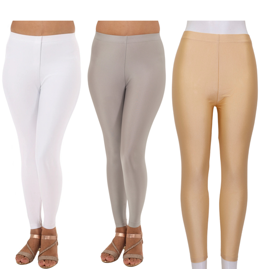 Shimmer Leggings 3-Pack: Silver,White & Gold