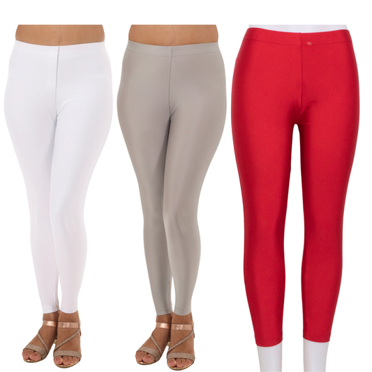 Shimmer Leggings 3-Pack: Silver,White & Red