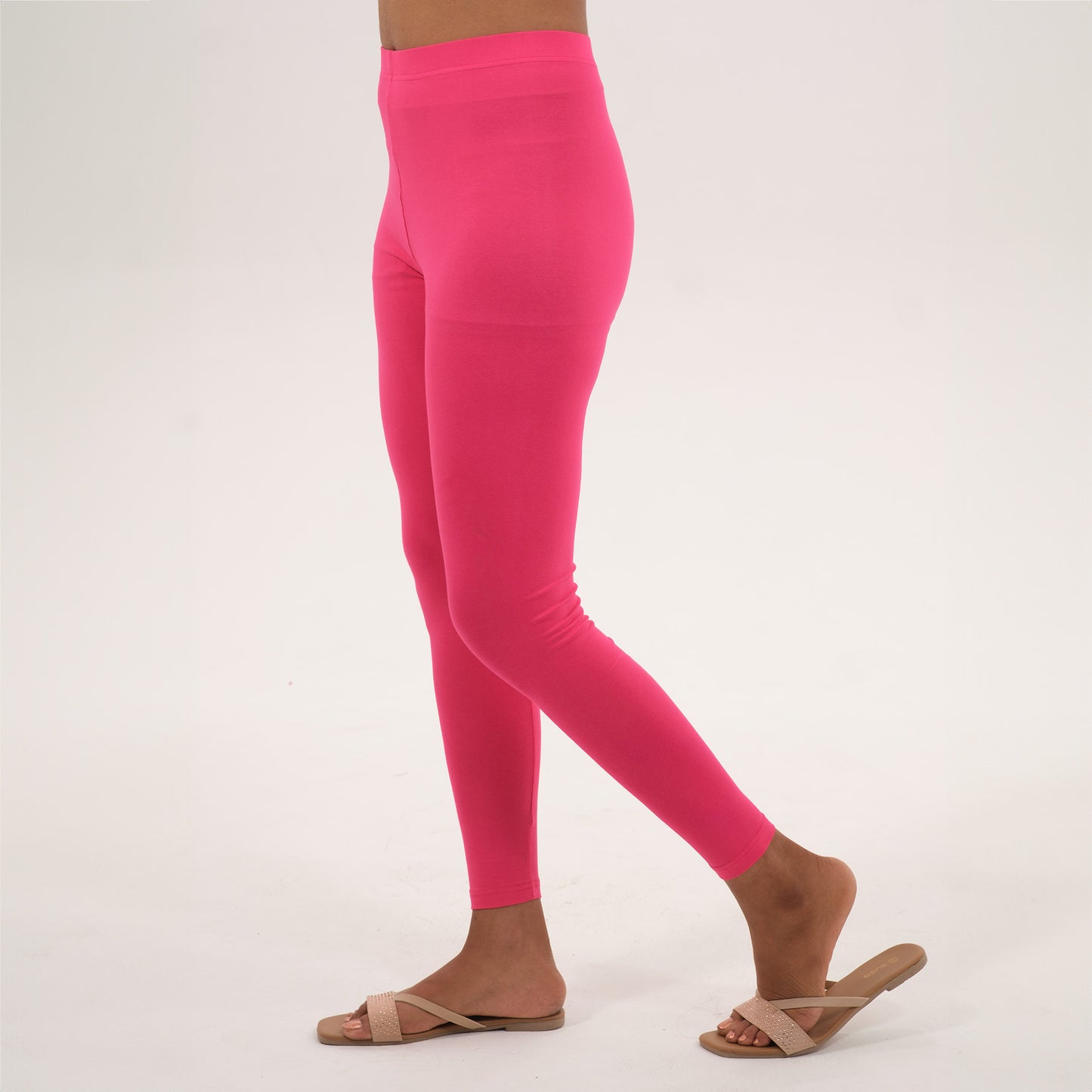 Ankle Length Leggings | Neon Pink