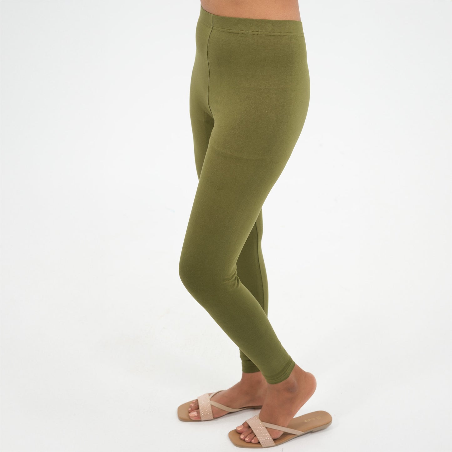 Ankle Length Leggings | Olive Green